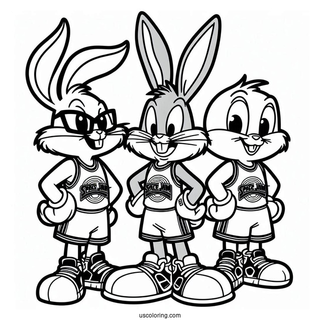 Cute Bugs Bunny In Tune Squad Jersey Coloring Page For Kids