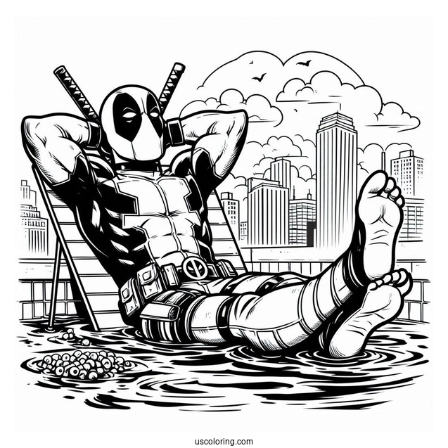 Deadpool Relaxing In Pool