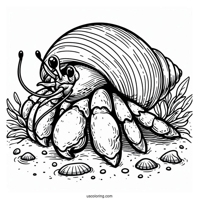 Simple Hermit Crab Coloring Page