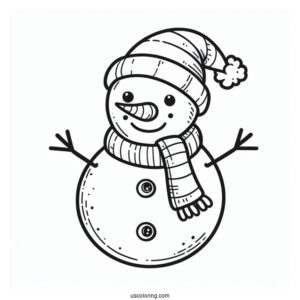 Easy Outline Of a Snowman With Carrot Nose And Stick Hands