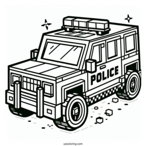 Minecraft Police Car Coloring Page