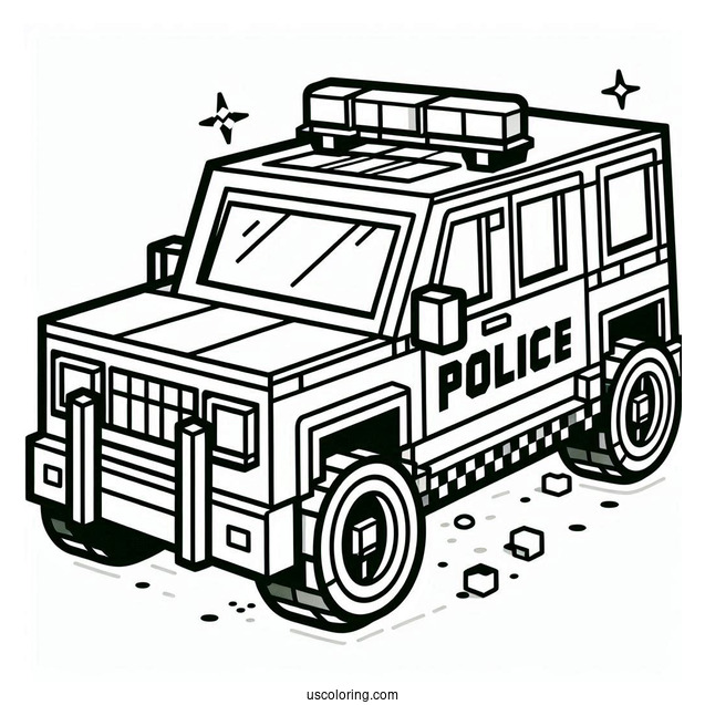 Minecraft Police Car Coloring Page