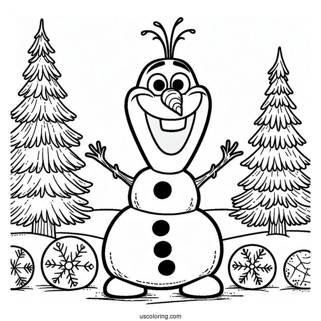 Cheerful Olaf Coloring Sheet