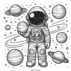 Astronaut Holding Planets In The Solar System_