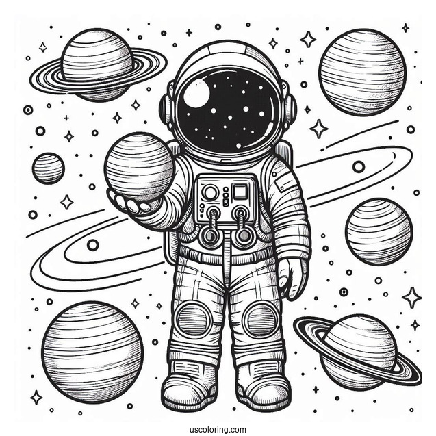 Astronaut Holding Planets In The Solar System_