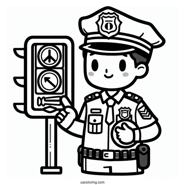 Traffic Control Police Officer To Color