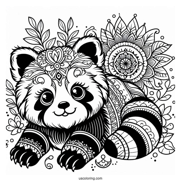 Red Panda Mandala For Adults