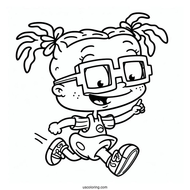 Rugrats Coloring Page Of Kawaii Kimi Finster Running For Preschoolers