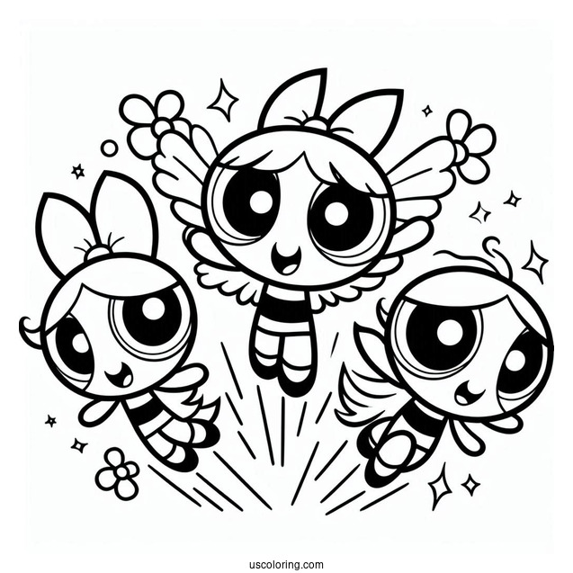 Powerpuff Girls Flying Into The Sky