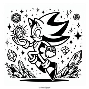 Super Sonic Coloring Page Holing Chaos Emerald