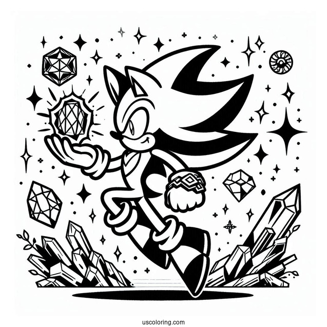 Super Sonic Coloring Page Holing Chaos Emerald