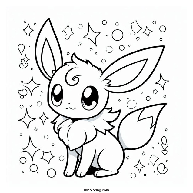 Coloring Page Of Cute Espeon For Kids