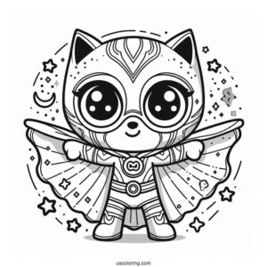 PJ Masks Coloring Page Of Space Owlette Holding Cape