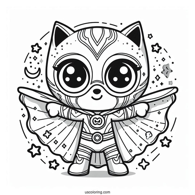 PJ Masks Coloring Page Of Space Owlette Holding Cape
