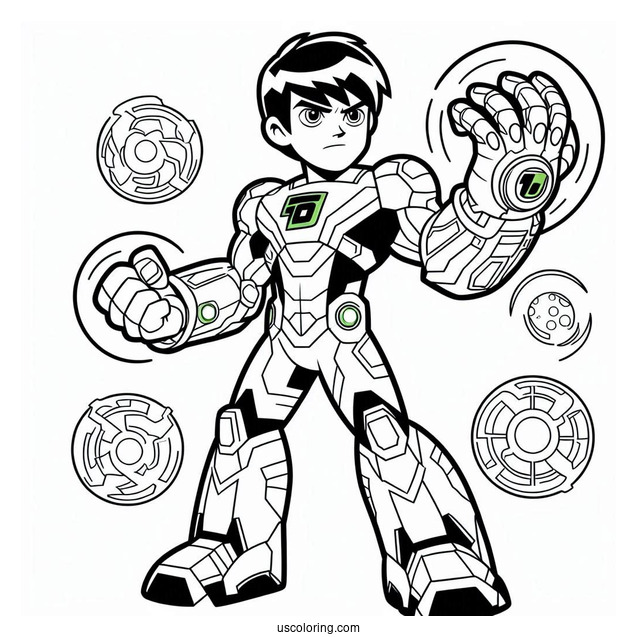 Ben 10 Coloring Page Of Upgrade Using Powers