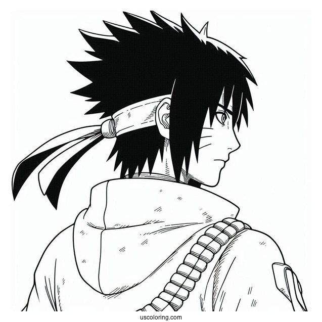 Uchiha Sasuke Coloring Page Looking Back
