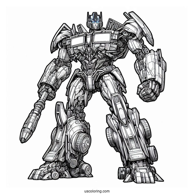 Realistic Optimus Prime Coloring Page From Transformers Movie