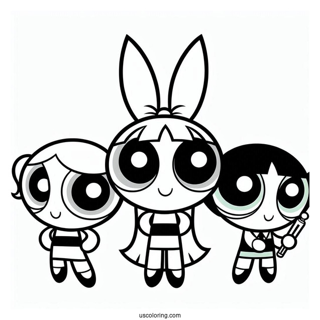 Bubbles, Blossom, And Buttercup With Professor Utonium