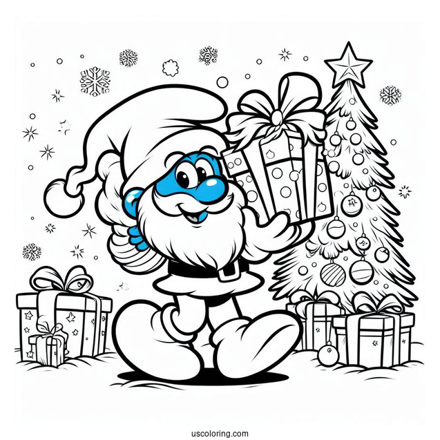 Santa Smurf Carrying Christmas Presents