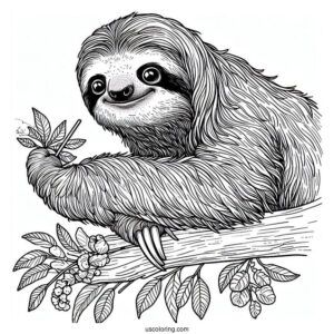 Adult Sloth Reaching Out For Food To Color