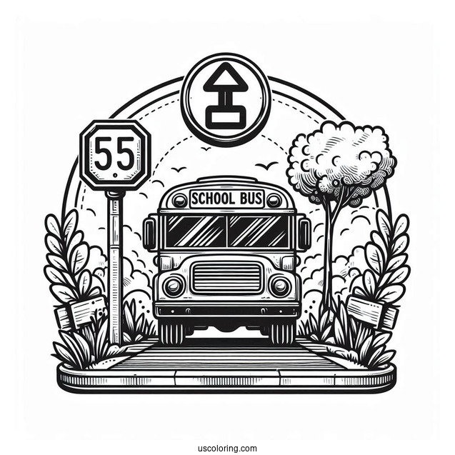 Bus Stop Sign To Color