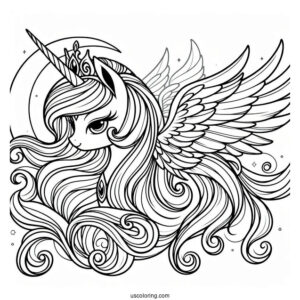 Princess Luna Coloring Page With Flowing Mane