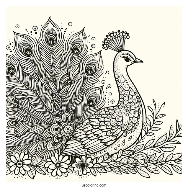 Peacock Flaring It Feathers In The Sun