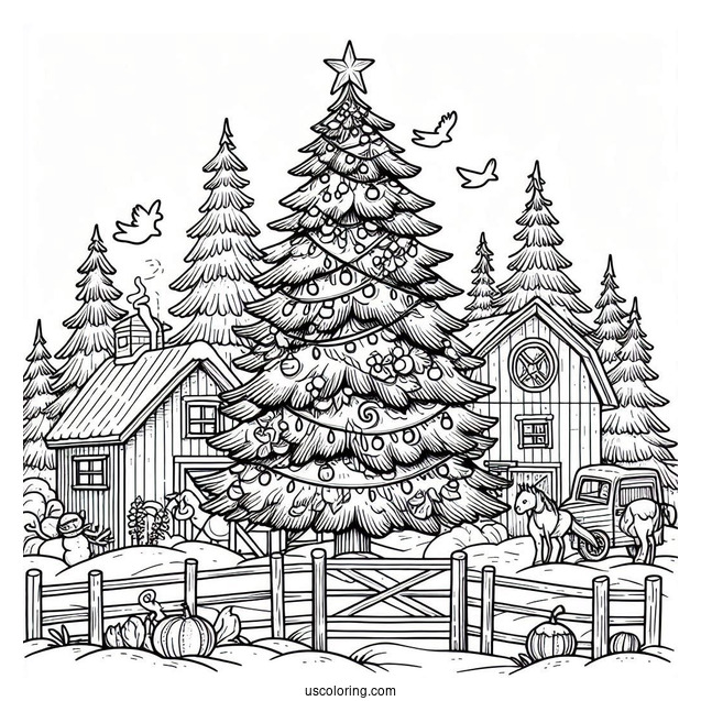 Christmas Tree Farm Coloring Sheet