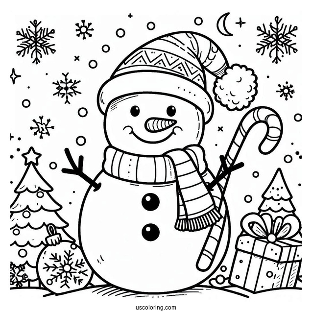 Merry Christmas Snowman Coloring Sheet For Kids