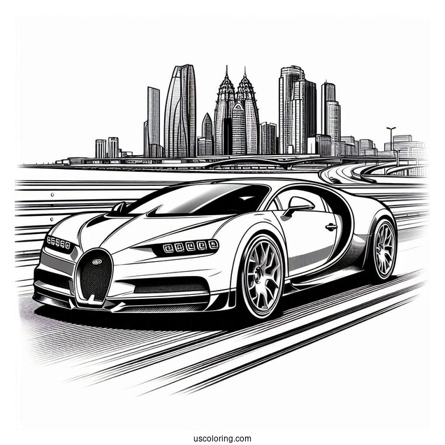 High Speed Bugatti Coloring Page Chiron On The Road