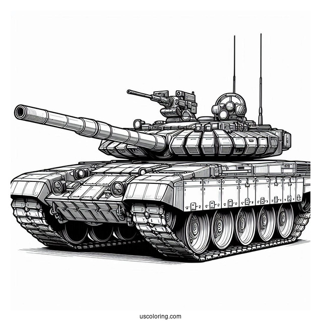 Realistic T-90M Russian Tank Coloring In