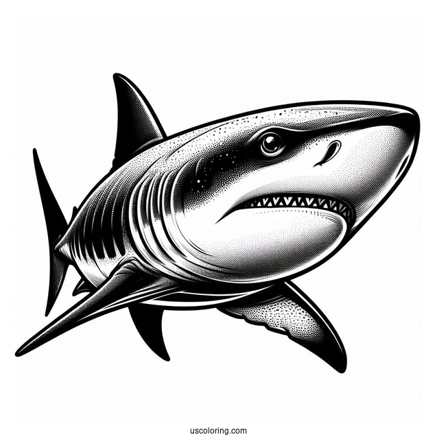 Close Up Of Bull Shark Coloring Page