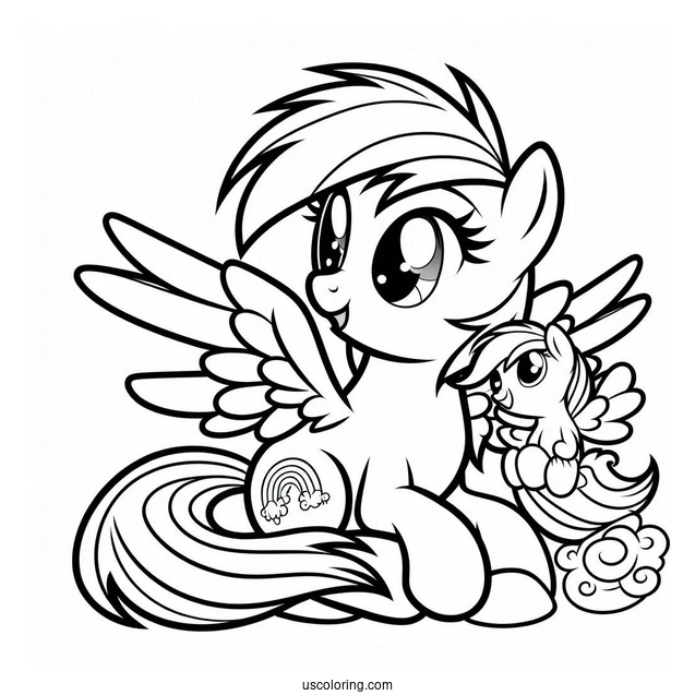 Rainbow Dash Coloring Page And Soarin With Their Baby For Kids