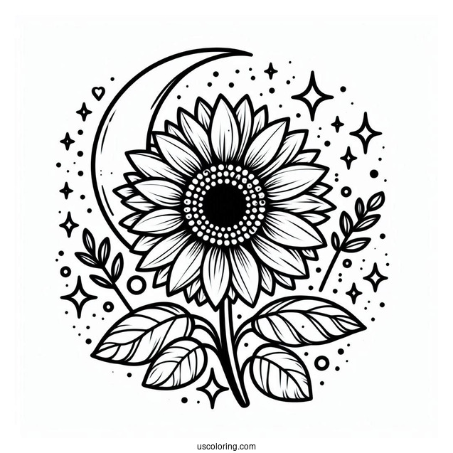 Artistic Sunflower Coloring Sheet