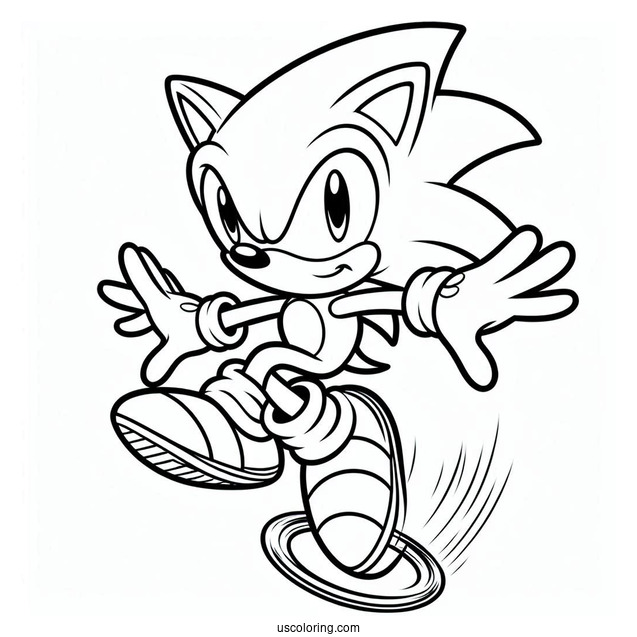 Sonic Leaping Through Air With Ring