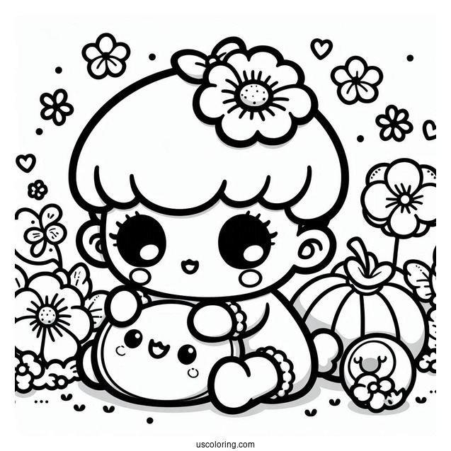 Poppy Playtime Coloring Page Of Kawaii Baby Huggy Wuggy For Preschoolers