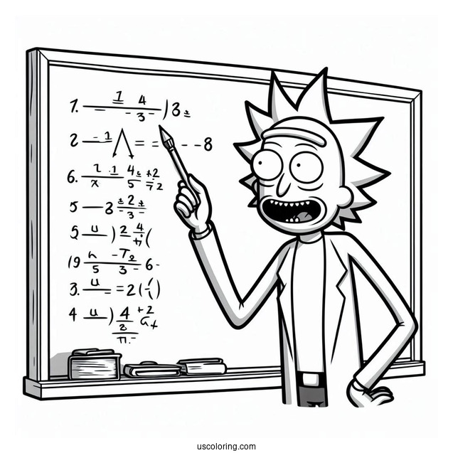 Rick and Morty Coloring Page Of Mr. Goldenfold Teaching Math