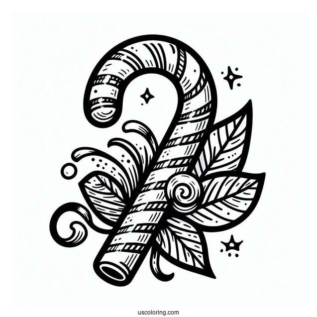Coloring Sheet Of An Easy Candy Cane