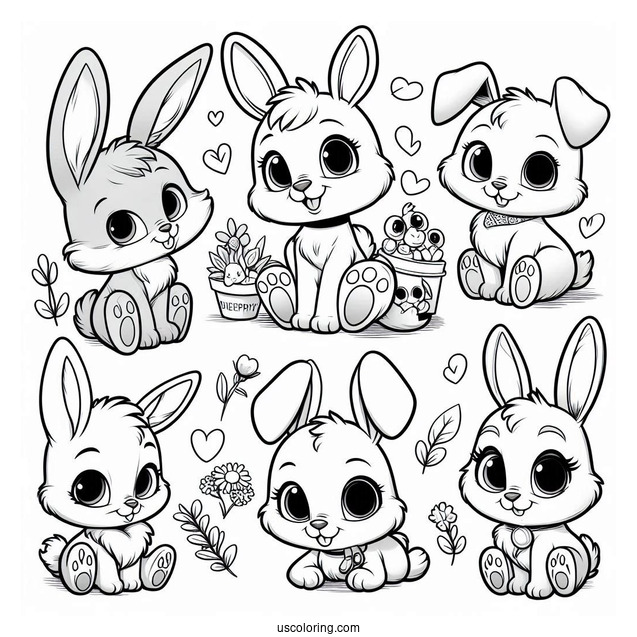 Sunny Bunnies With Hopper, Shiny, Iris, Big Boo, Turbo, And Gray Wolf