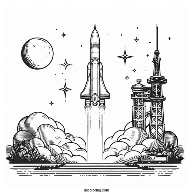 Ariane 5 Rocket Blasting Off Launch Pad