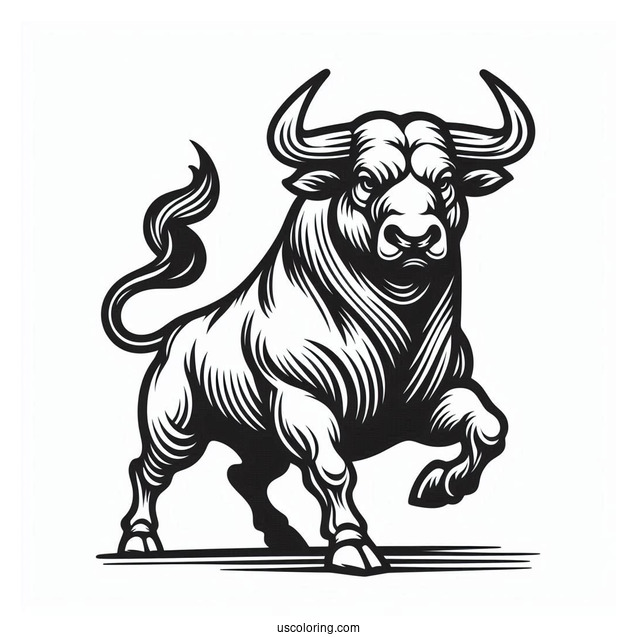 Easy Outline Of Fighting Bull Coloring In