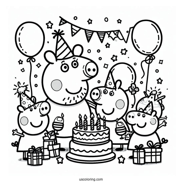 Peppa Pig With Friends At Birthday Party