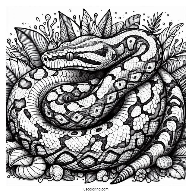 Detailed Curled Uo African Rock Python