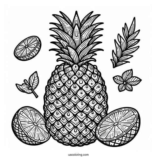 Juicy Pineapple Coloring Sheet