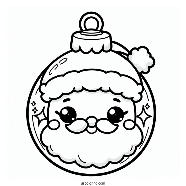 Chibi Santa Face Christmas Ornaments Coloring Page