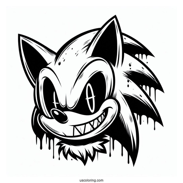Sonic Exe Coloring Page With Scary Grin