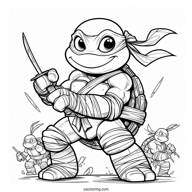 Ninja Turtles Coloring Page Of Young Leonardo