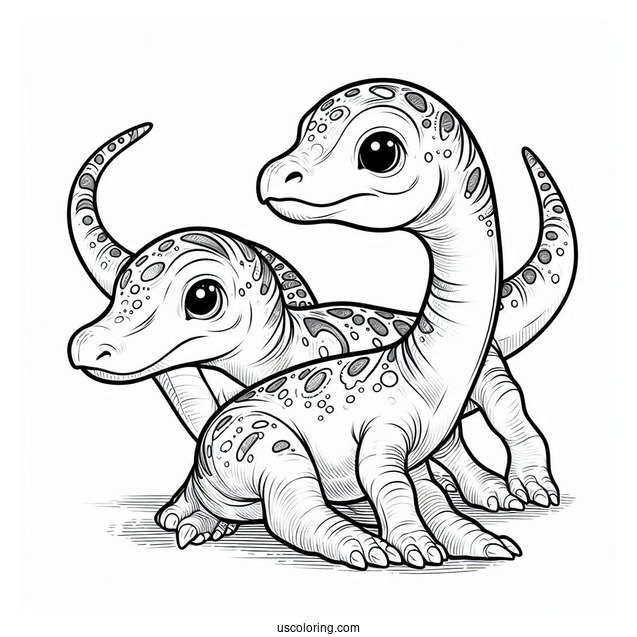 Two Young Parasaurolophus Coloring Page
