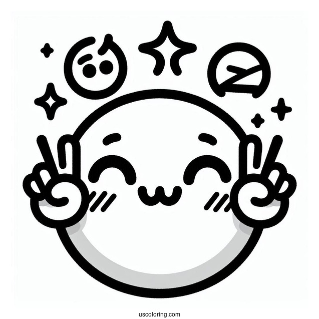 Emoji Coloring Page Varieties Of Faces, Objects, And Food