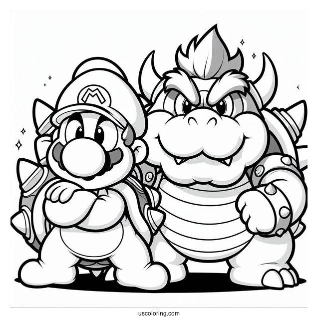 Super Mario And Bowser Coloring Sheet